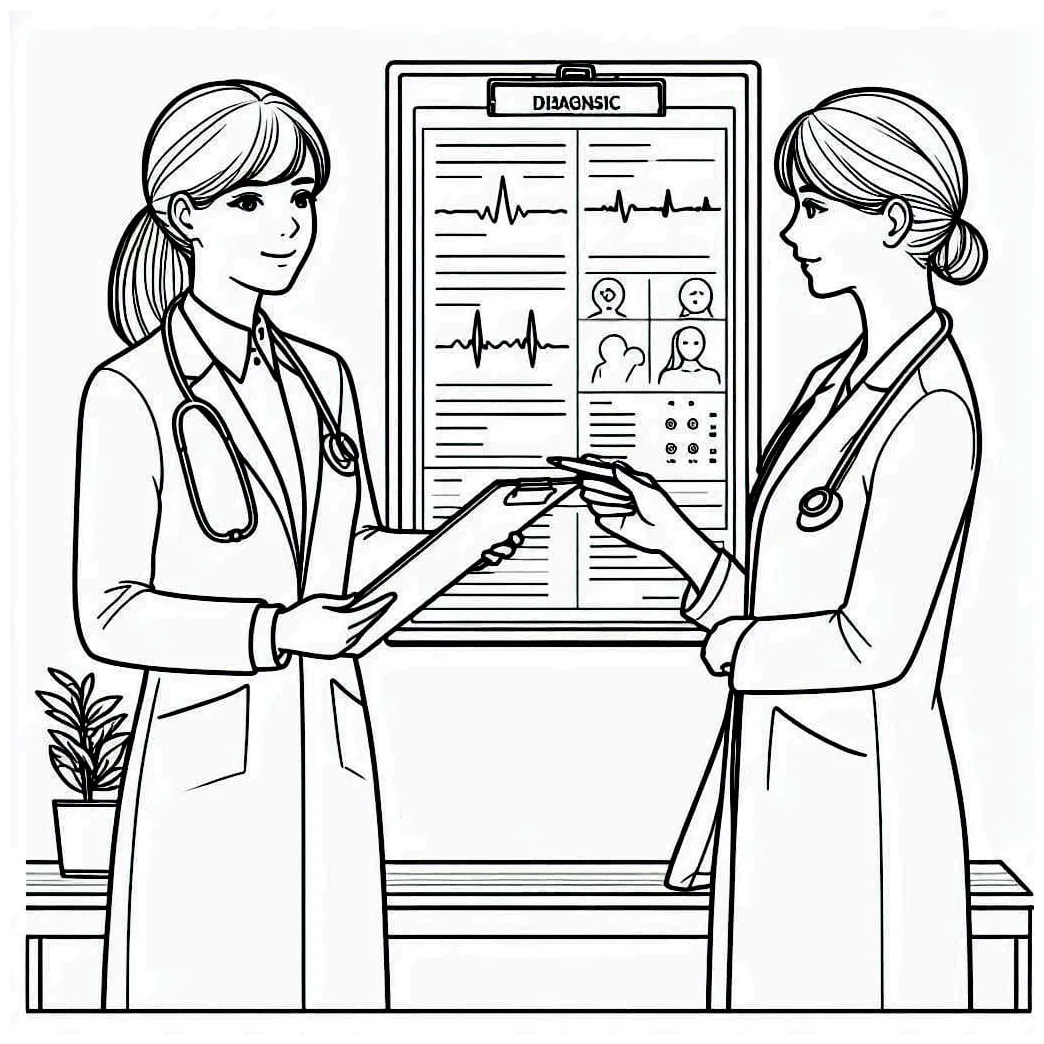 Dokter perempuan berdiskusi