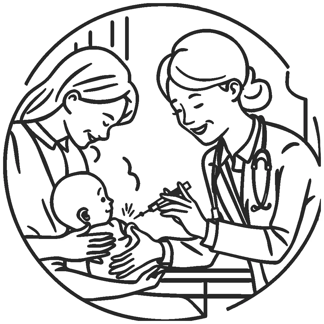 Dokter Perempuan menyuntik bayi
