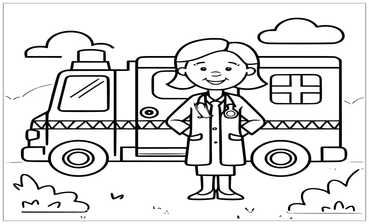 Dokter perempuan dan ambulans