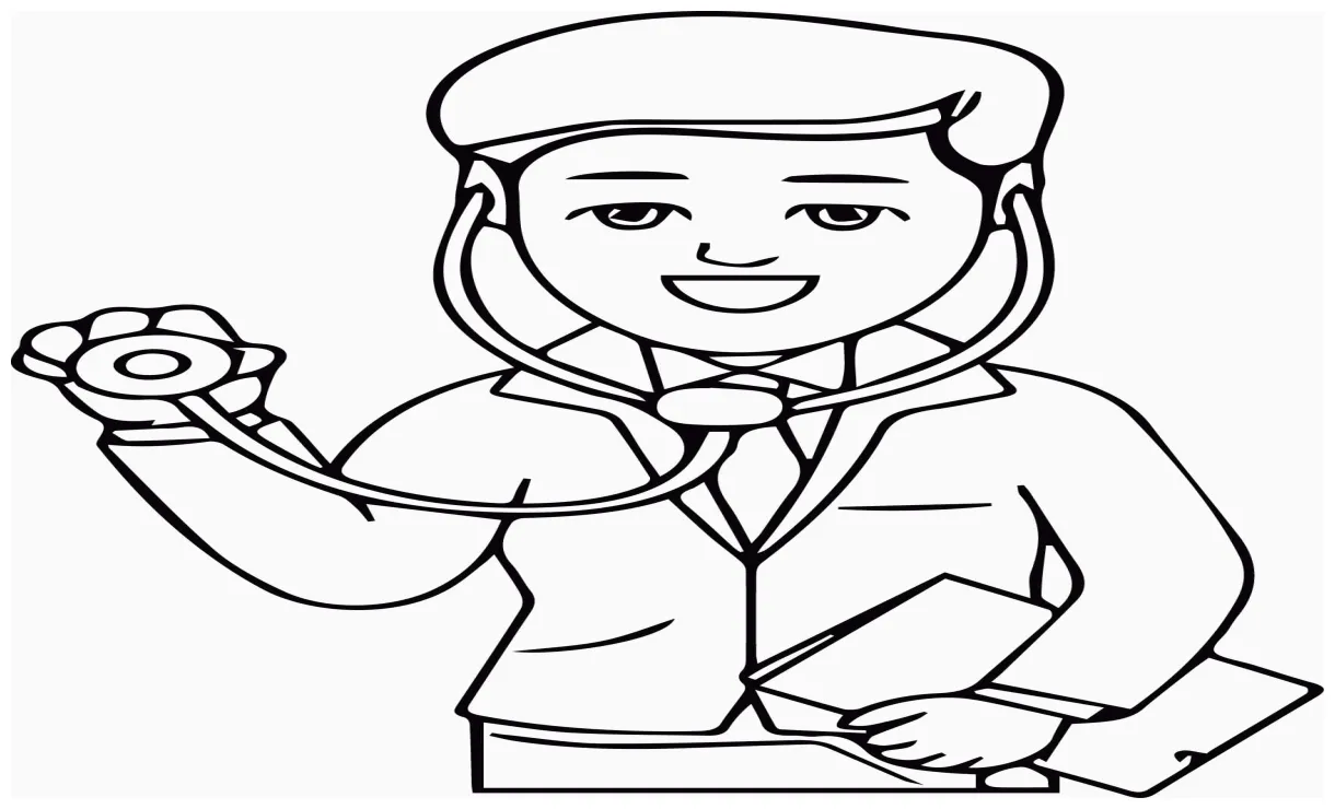 Gambar mewarnai Dokter hebat siap cetak