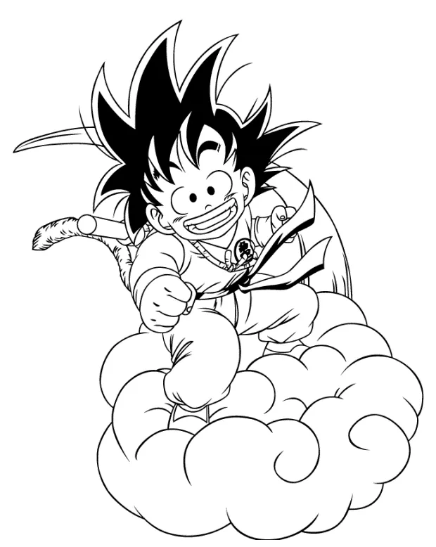 Mewarnai gambar son goku tokoh utama dalam anime jepang (Dragon Ball)
