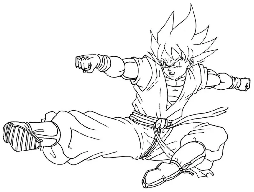 Mewarnai gambar son goku tokoh utama dalam anime jepang (Dragon Ball)
