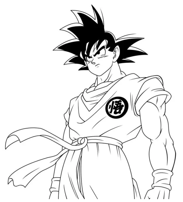Mewarnai gambar son goku tokoh utama dalam anime jepang (Dragon Ball)