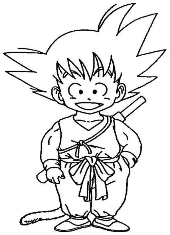Mewarnai gambar son goku tokoh utama dalam anime jepang dragon ball
