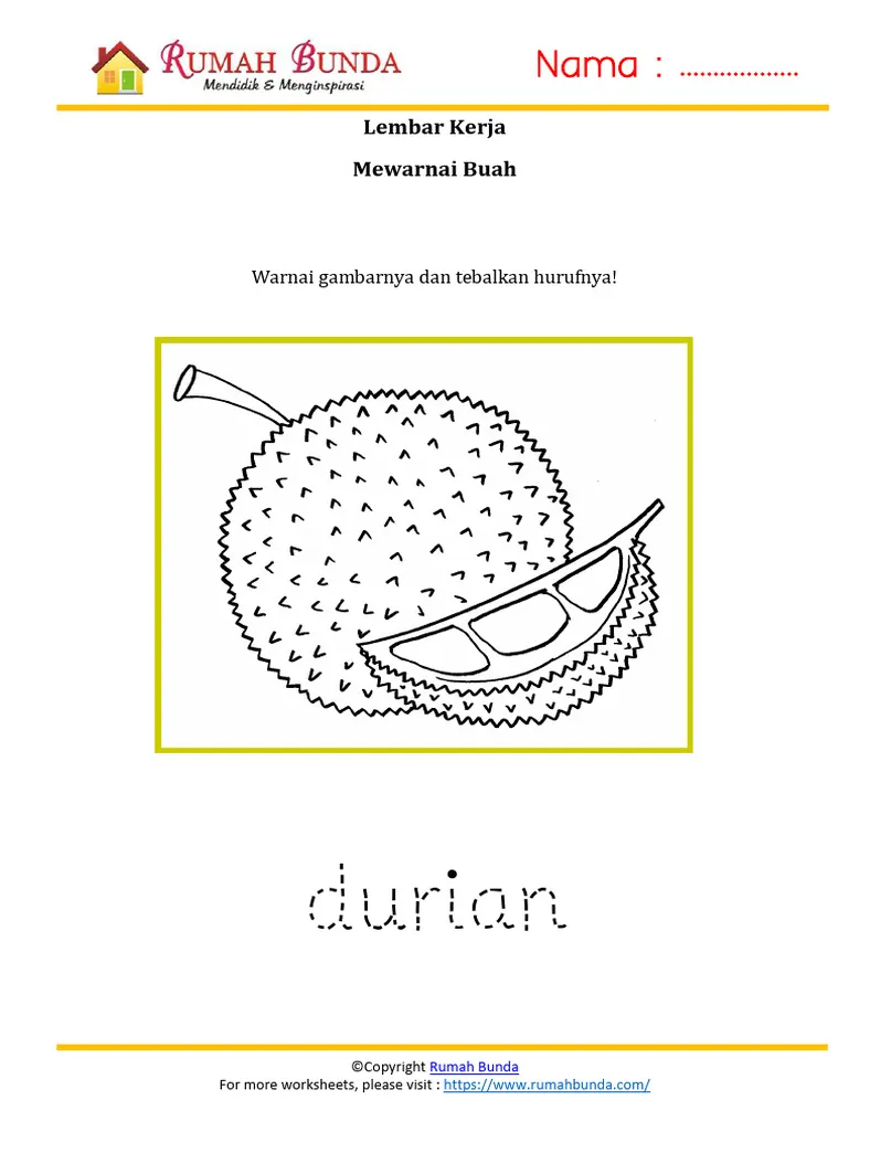 Mewarnai buah durian pdf