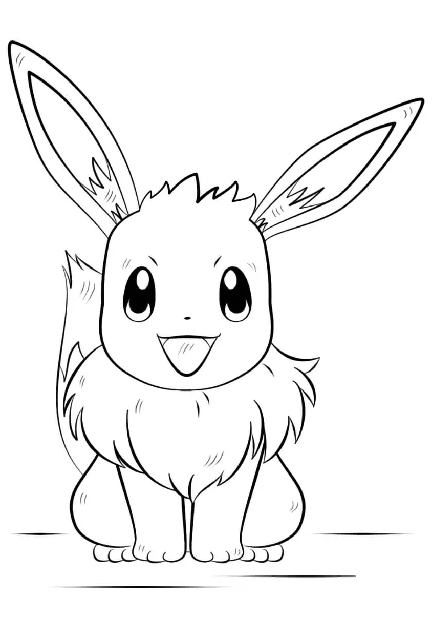 Målarbild beautiful smiling eevee skiv ut gratis på malarbilder.se