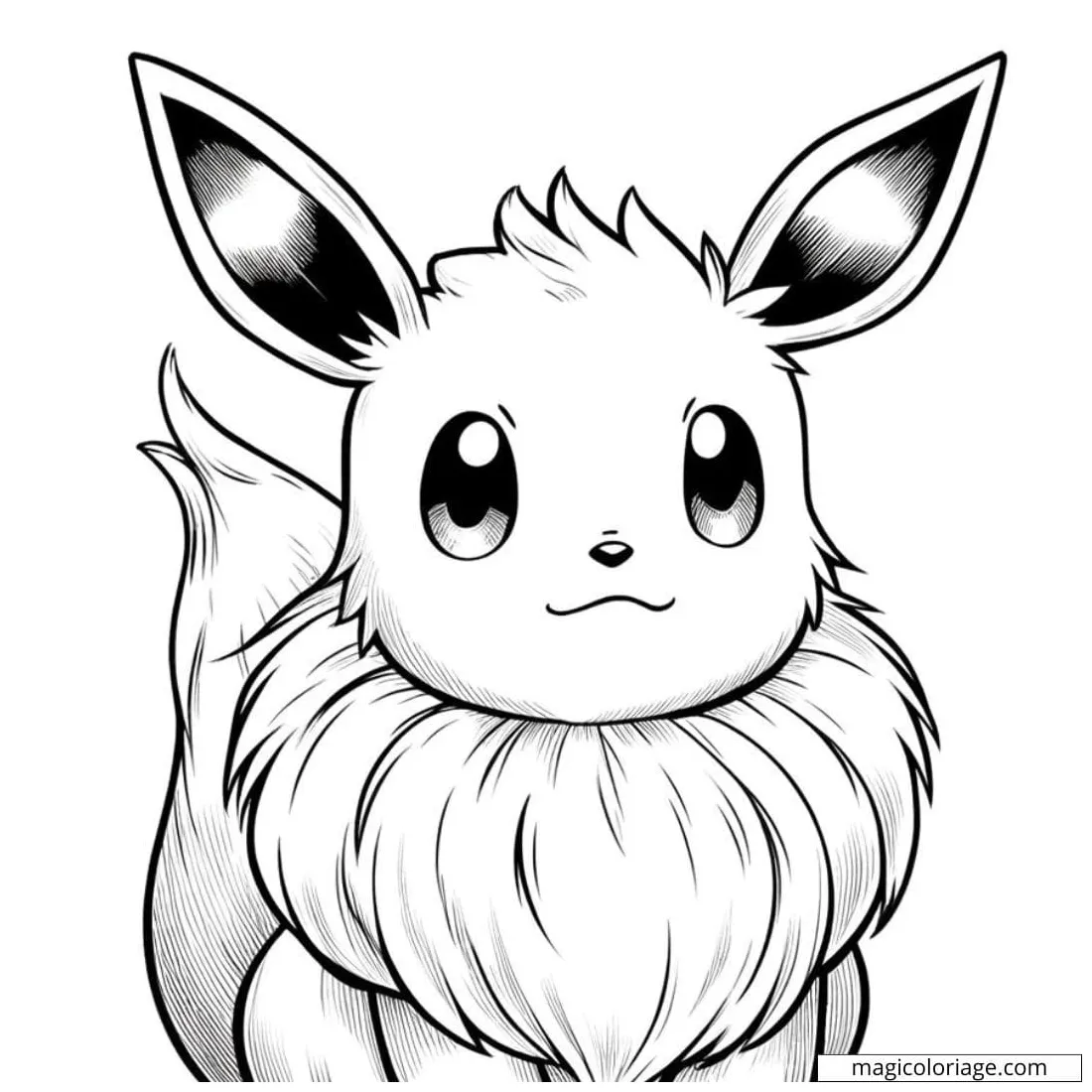 Eevee coloring page with a curious expression free drawing