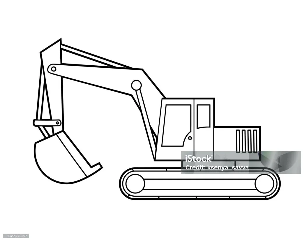 Buku mewarnai untuk anakanak excavator ilustrasi stok unduh gambar