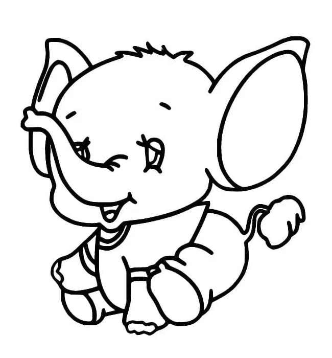 Gambar mewarnai Gratis bayi gajah siap cetak