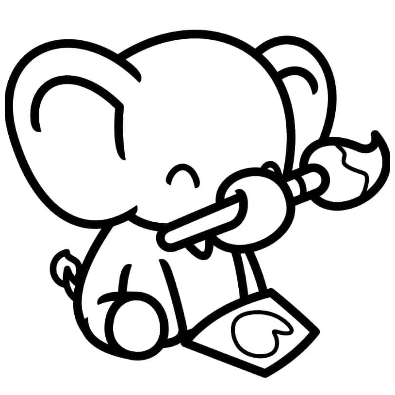 Gajah lucu dengan kuas