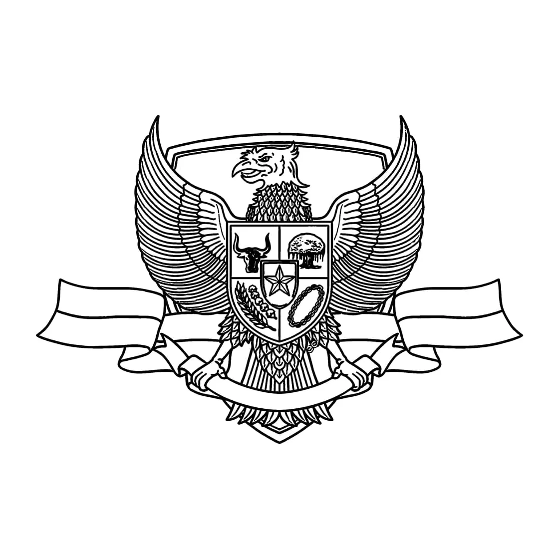 Gambar garuda pancasila dan benderanya