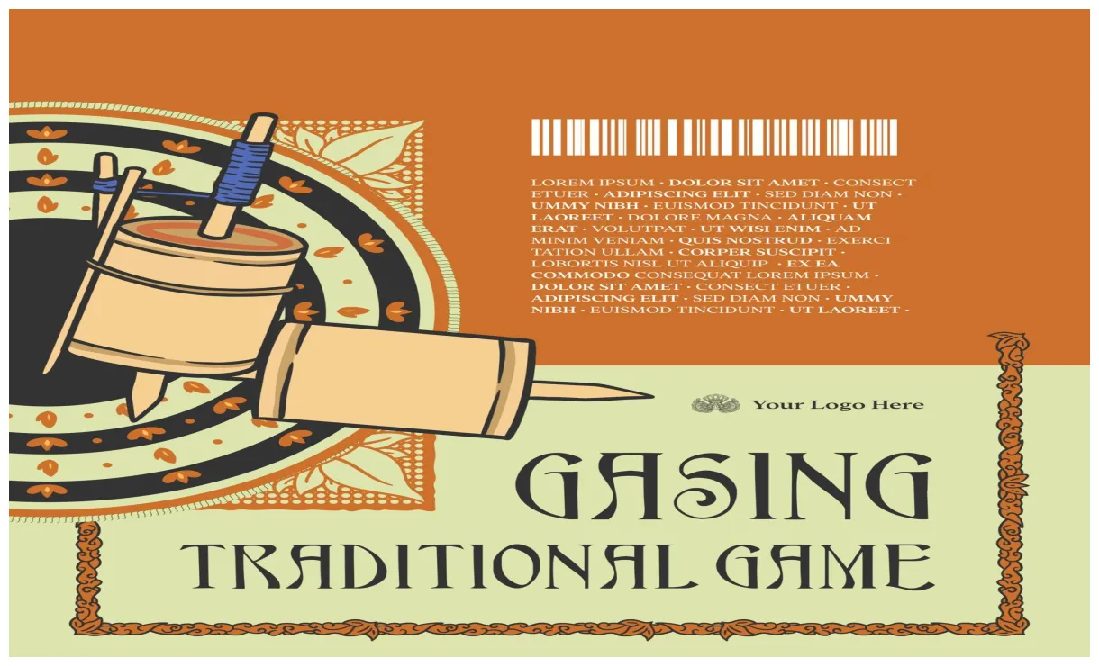 Gasing illustration with ethnic . hand drawn indonesian
