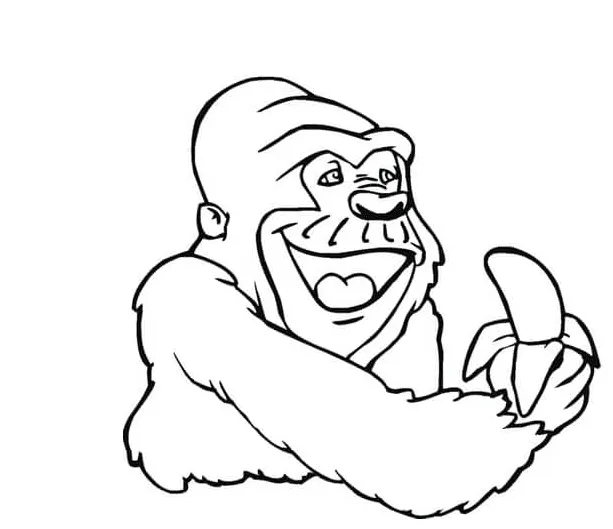 Gorila memegang pisang