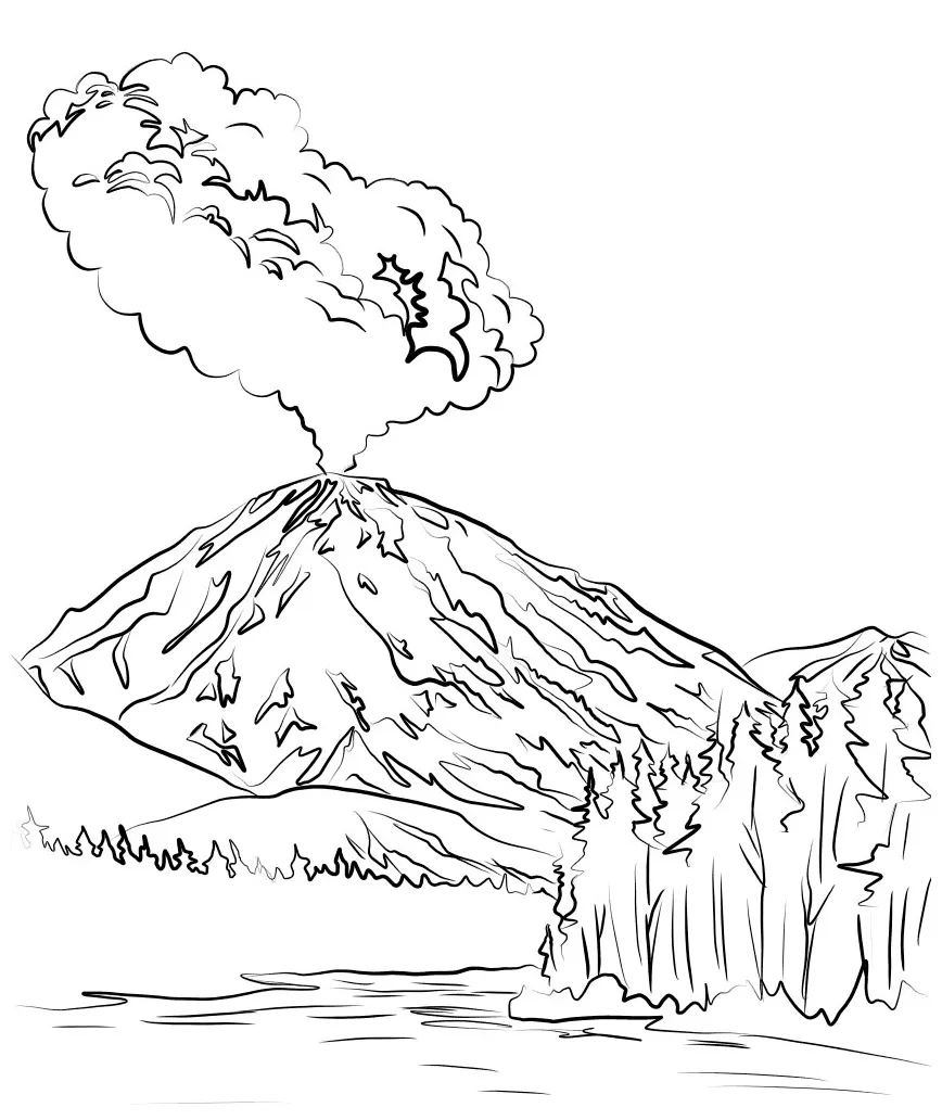 √14+ mewarnai gambar gunung merapi untuk tk, sd, paud marimewarnai