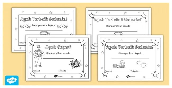 Gambar mewarnai Mewarnai sertifikat untuk ayah teacher-made twinkl siap cetak