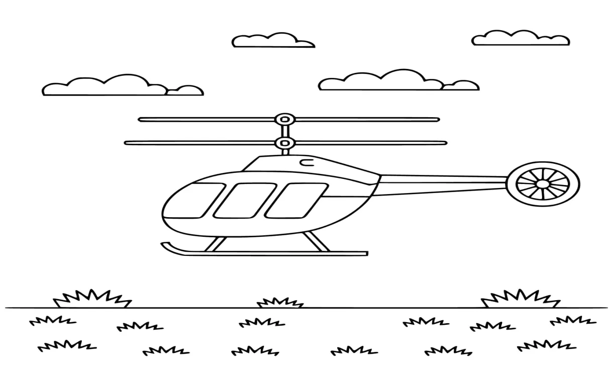 Helikopter di atas padang rumput