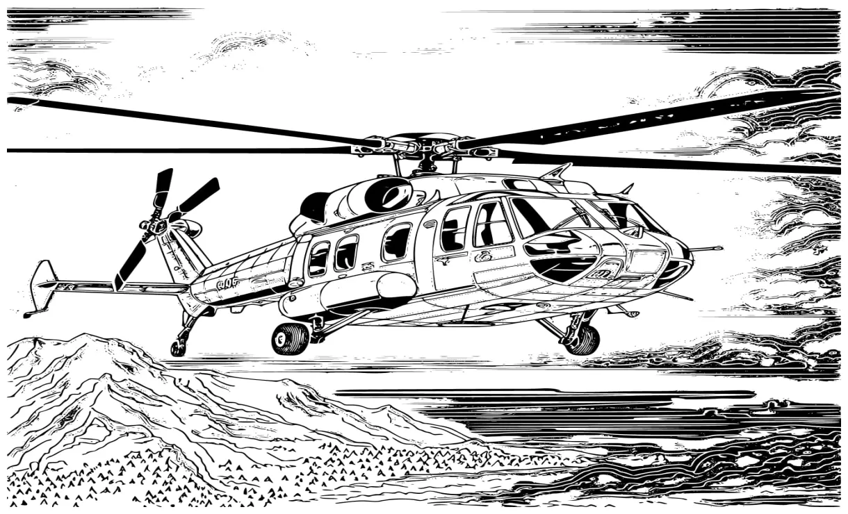 Helikopter besar membawa penumpang