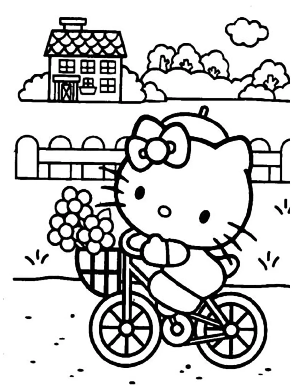 Hello kitty mengendarai sepeda