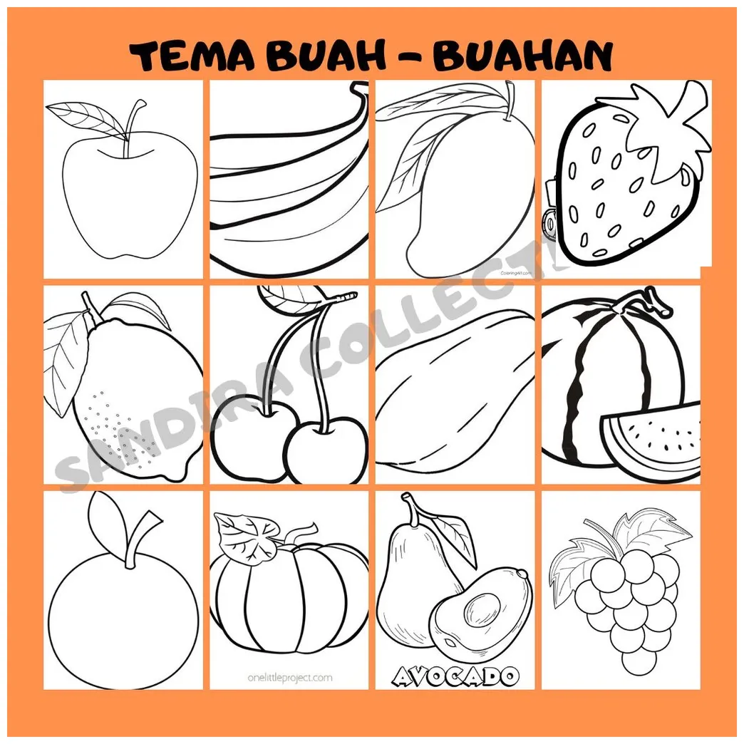Gambar mewarnai Jual sandira gambar mewarnai lembar mewarnai anak series buah siap cetak