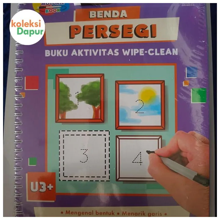 Promo buku anak aktivitas wipe clean benda persegi +spidol wipe ori