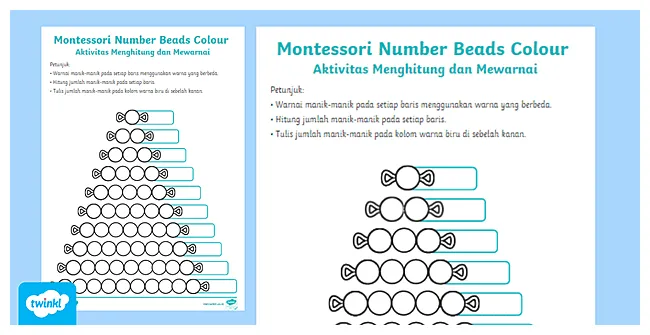 Bahan ajar montessori number beads teacher made twinkl