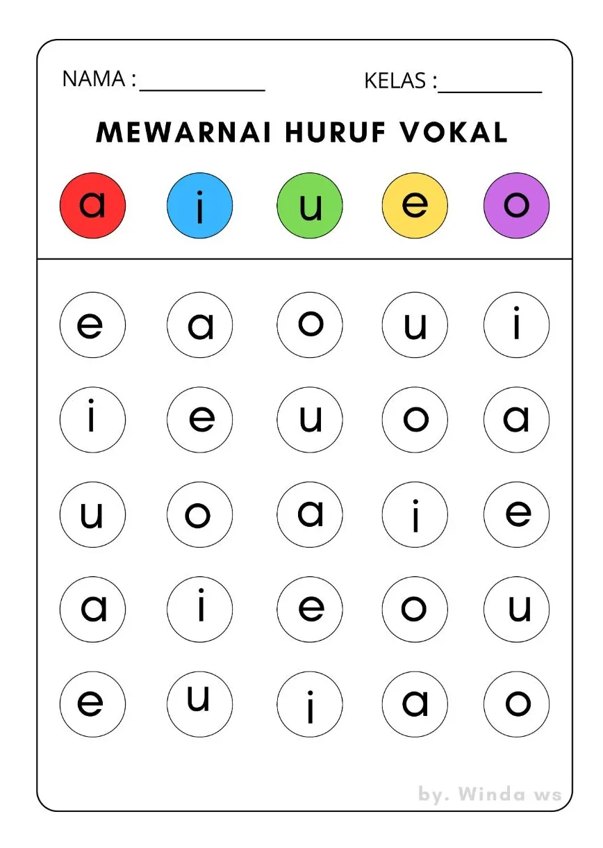 Mewarnai huruf vokal artofit
