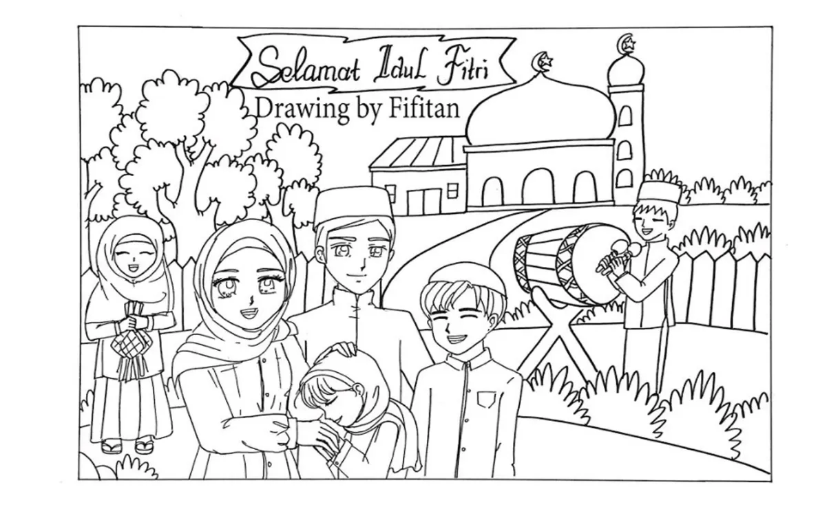 Mewarnai gambar selamat idul fitri 53+ koleksi gambar