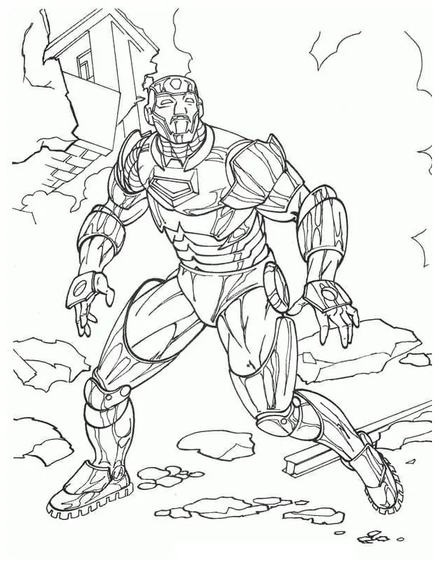 Gambar mewarnai Iron man dari kartun siap cetak