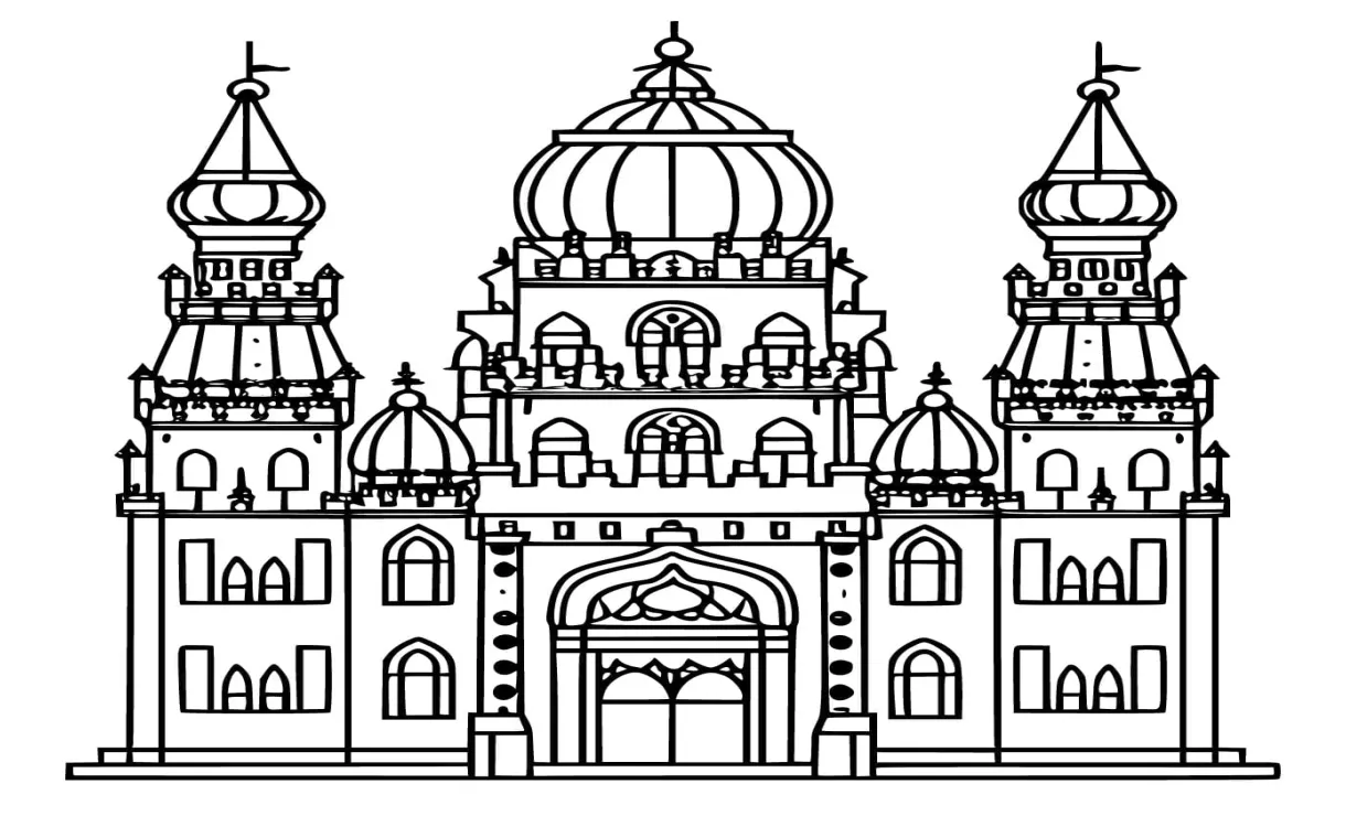 Gambar mewarnai Istana yang luar biasa siap cetak