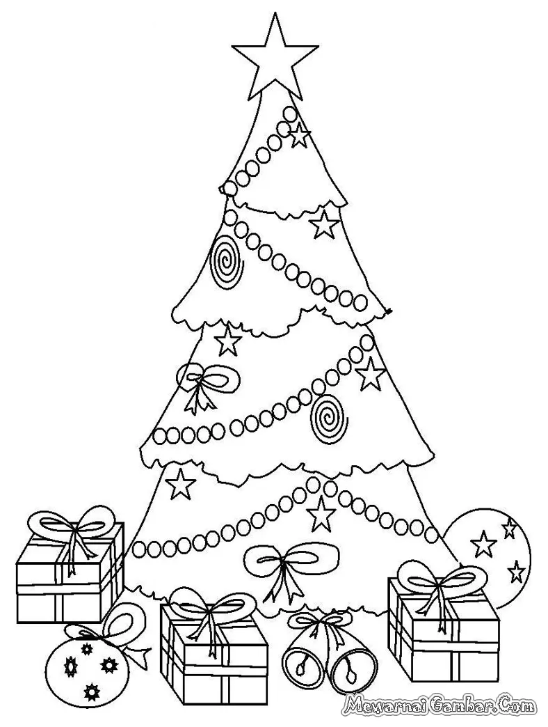 Mewarnai pohon natal mewarnai gambar