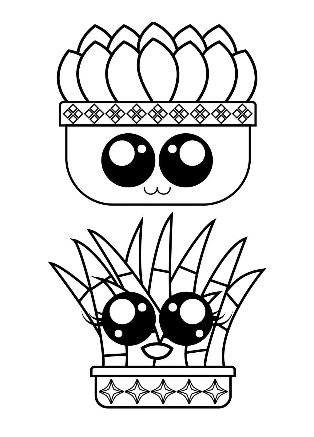 Kawaii dua pot kaktus