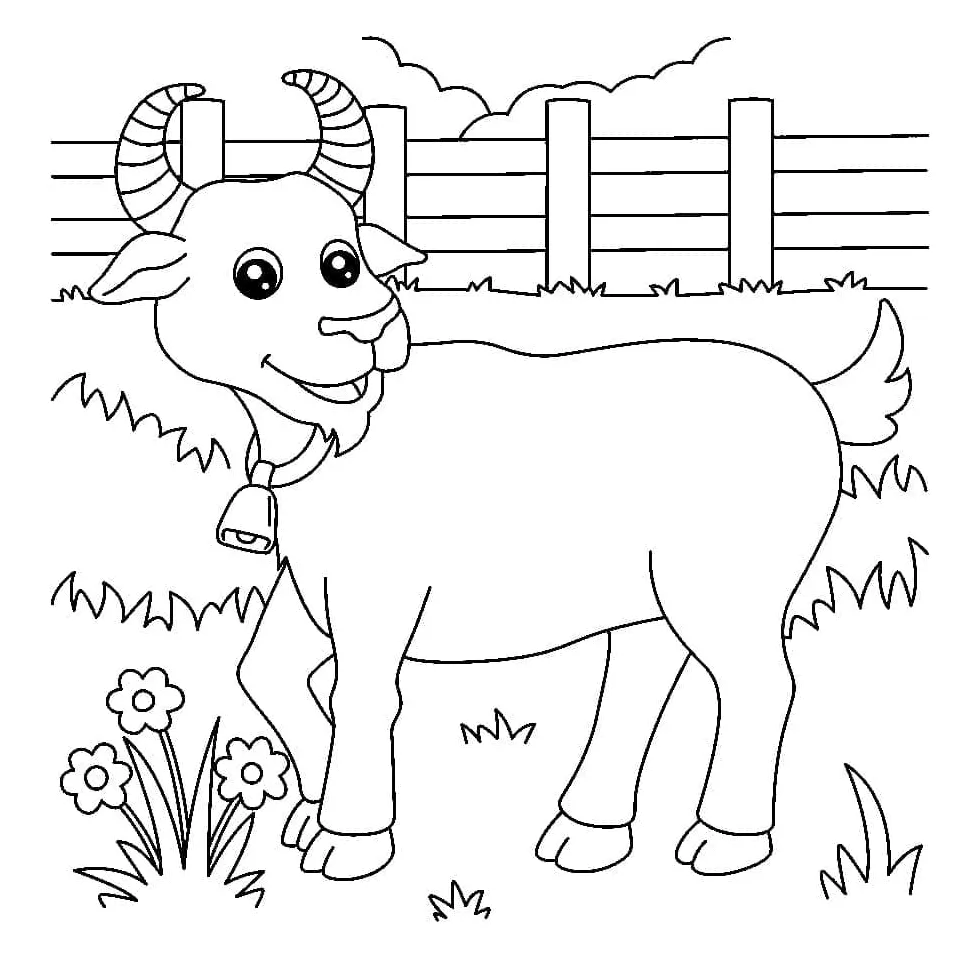 Gambar mewarnai Kambing tersenyum siap cetak
