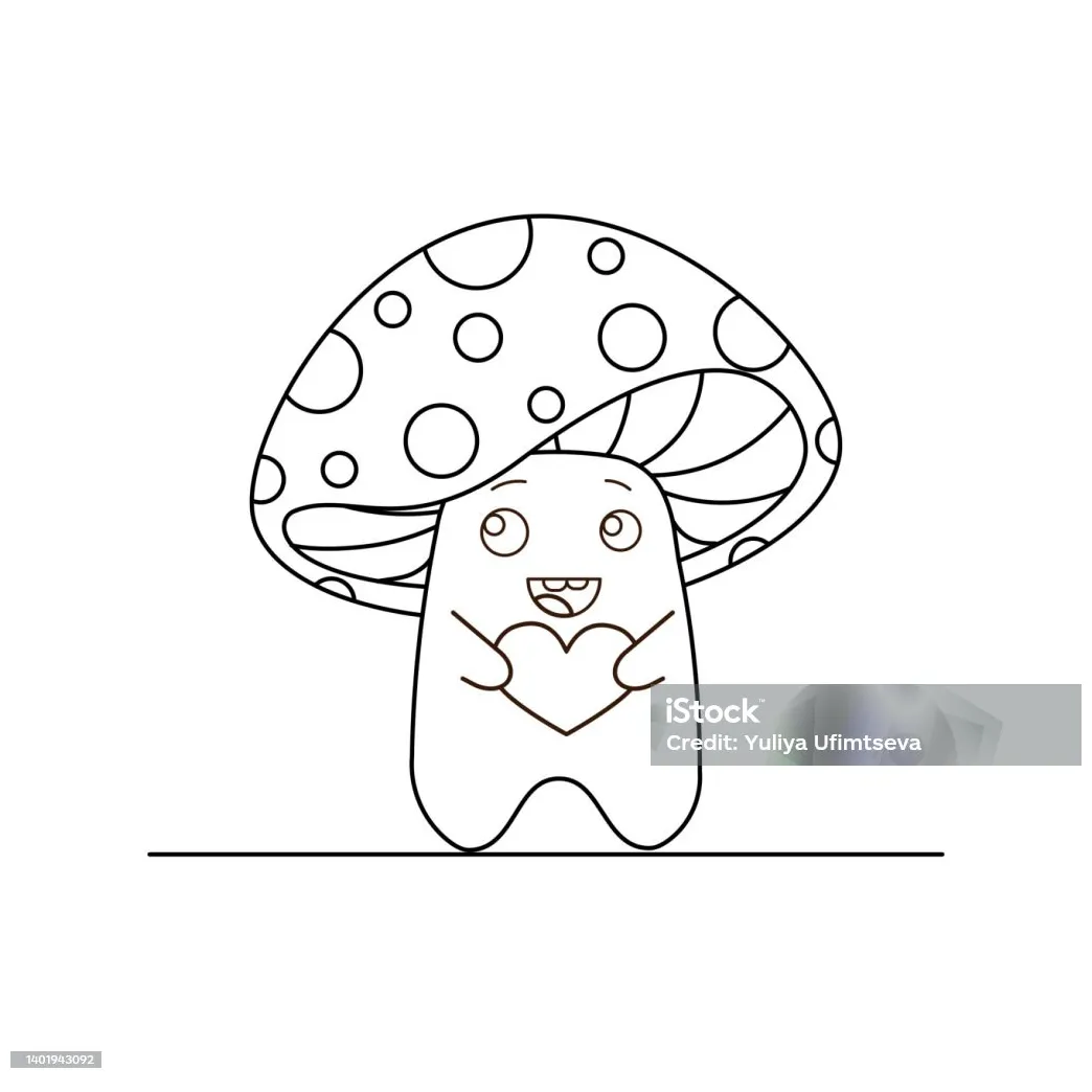 Cute fly agaric karakter untuk mewarnai ilustrasi stok unduh gambar