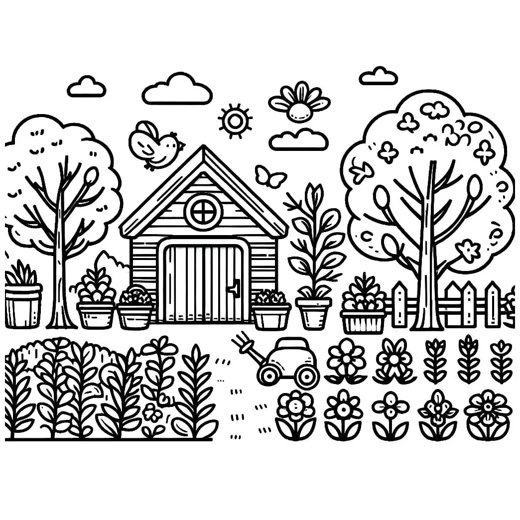 Gambar mewarnai Kebun kecil siap cetak