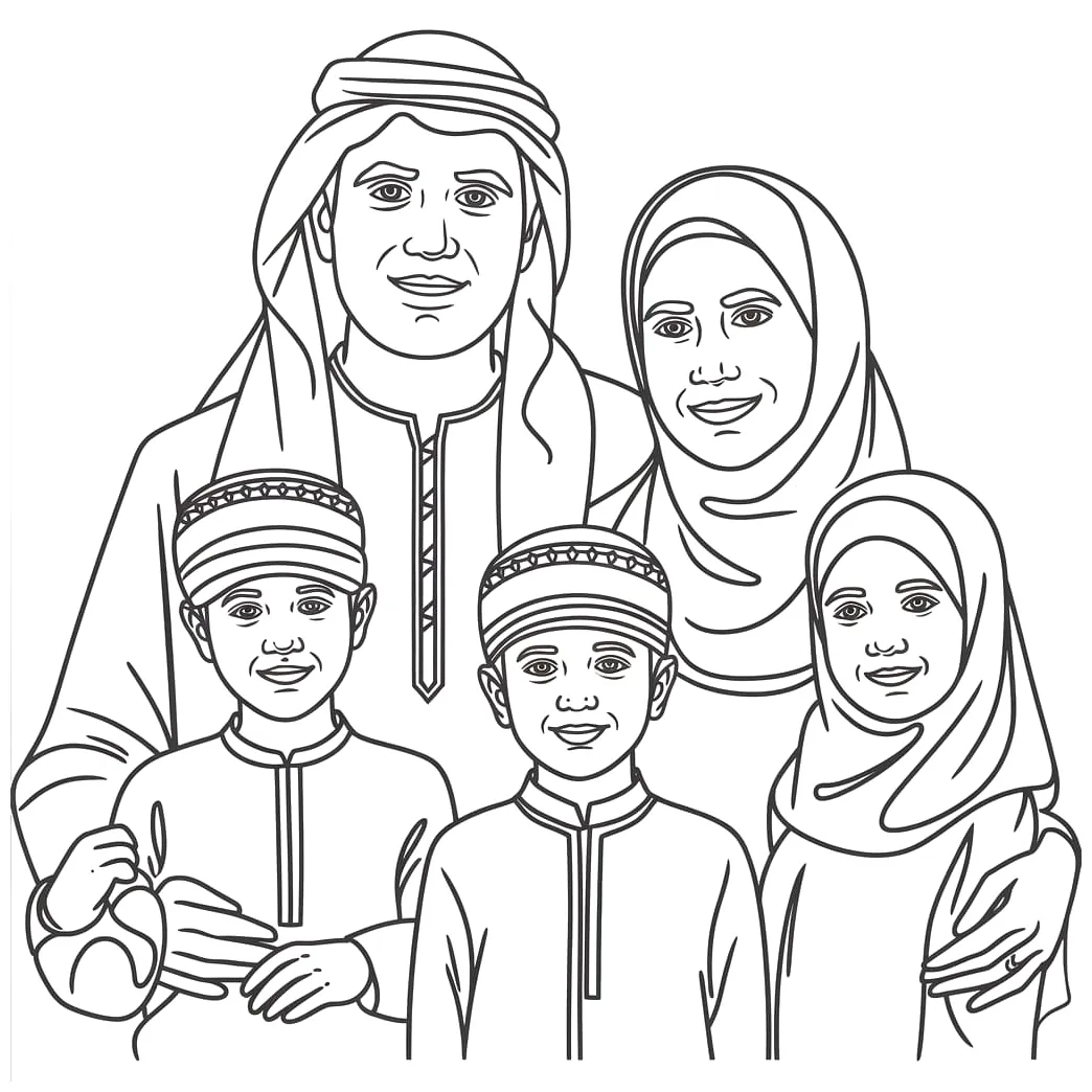 Keluarga muslim sangat bahagia