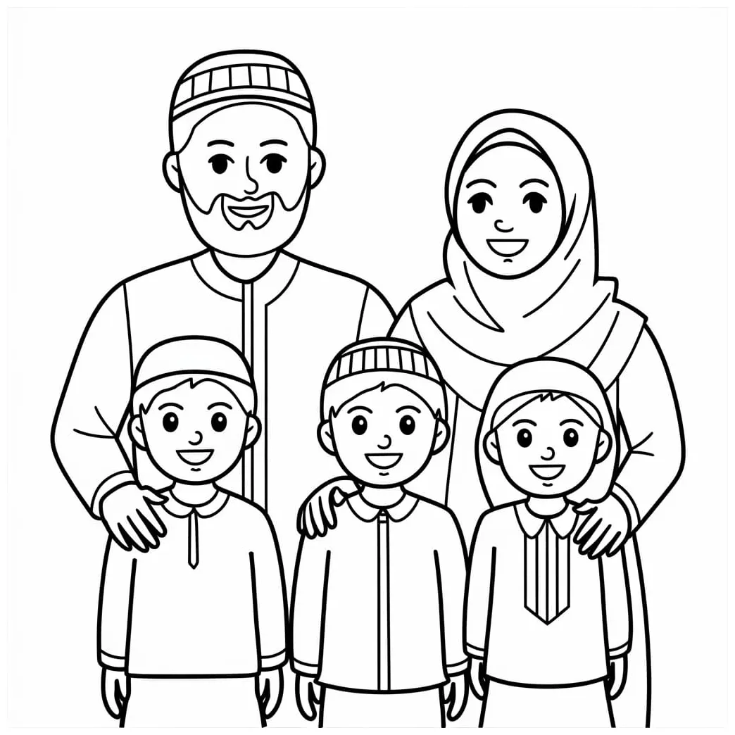 Gambar Keluarga Muslim yang Dapat Dicetak