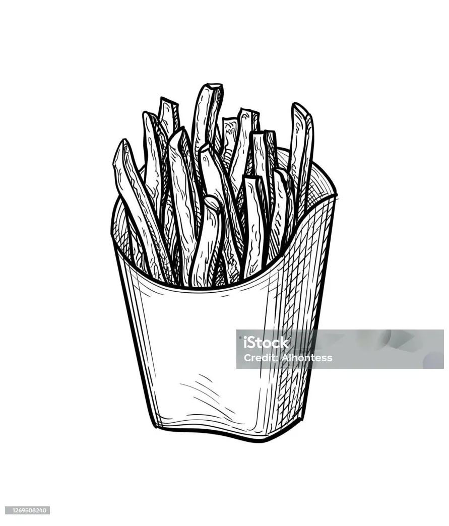Sketsa tinta kentang goreng ilustrasi stok unduh gambar sekarang