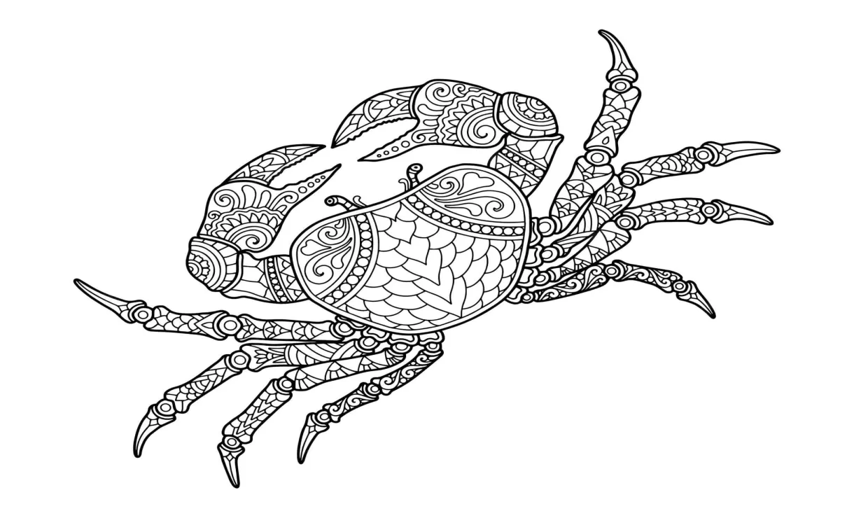 Gambar mewarnai Mandala kepiting siap cetak