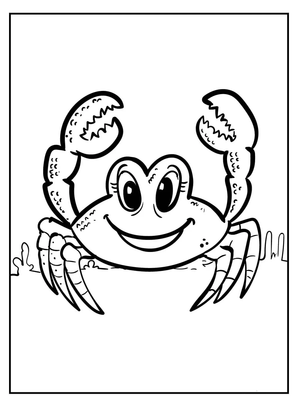 Gambar mewarnai Kartun kepiting siap cetak