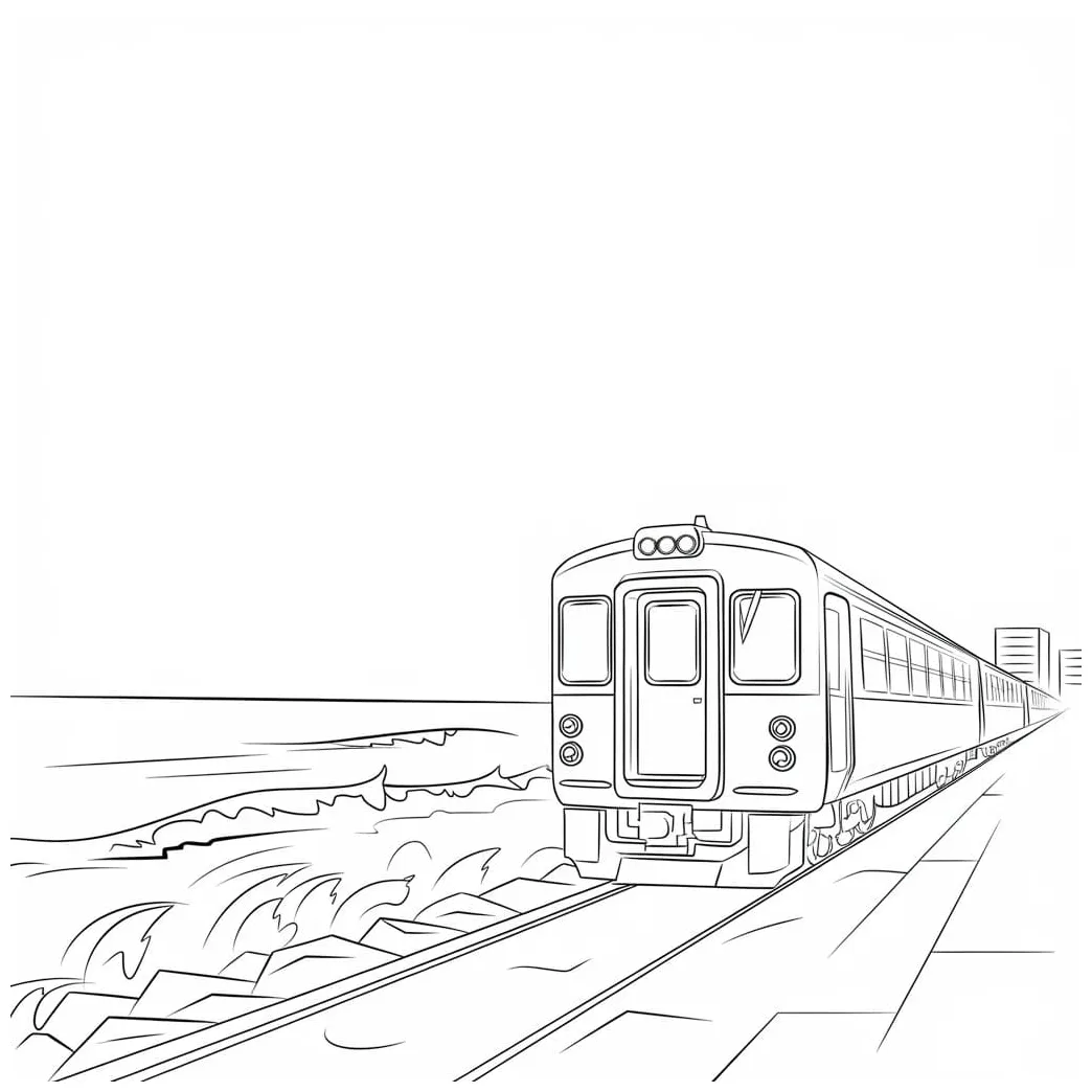 Kereta api dan pantai