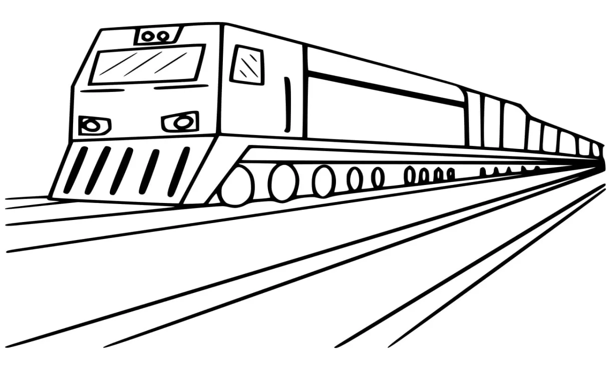 Kereta api di rel kereta api