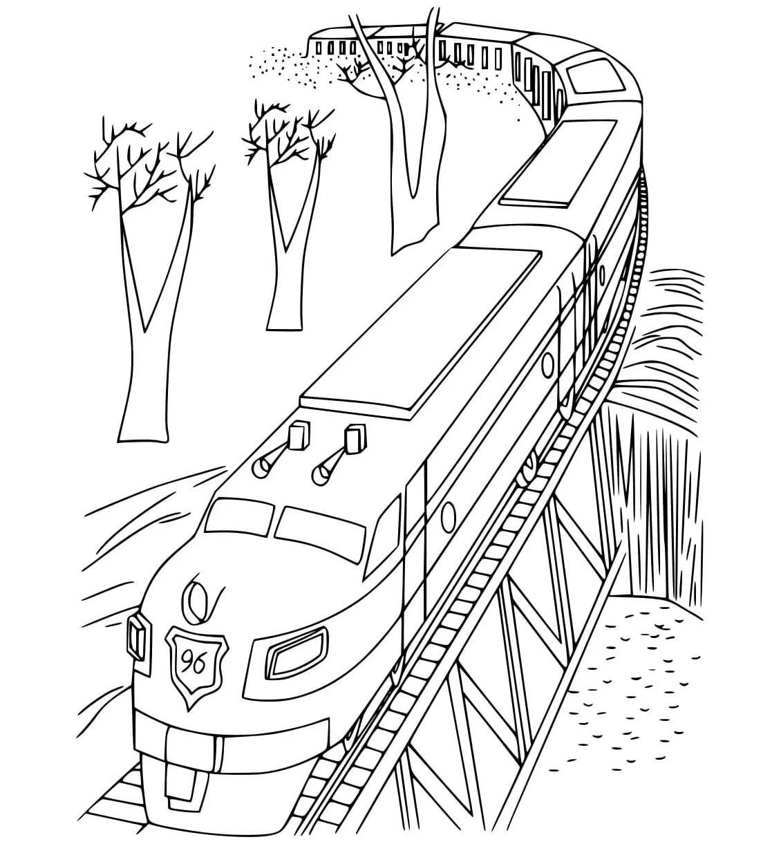 Kereta api dan pohon