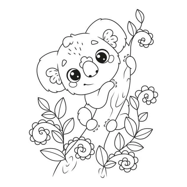 Koala dengan bunga