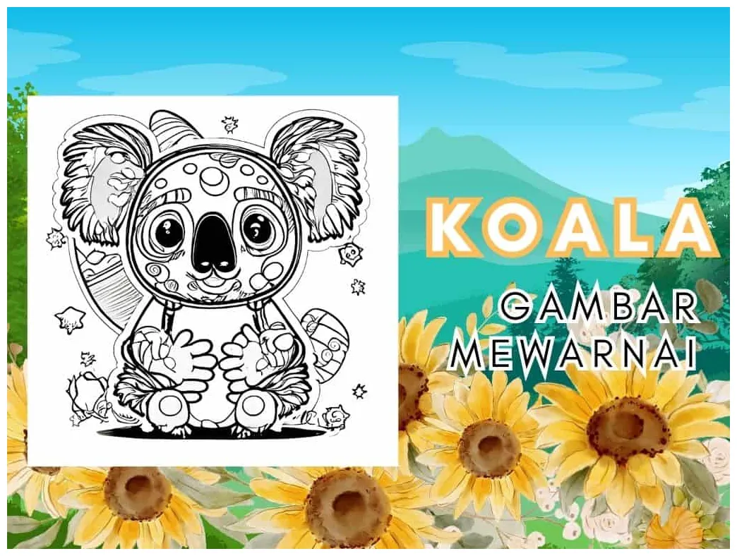 Koala gambar mewarnai untuk anak-anak tk sd, coloring page