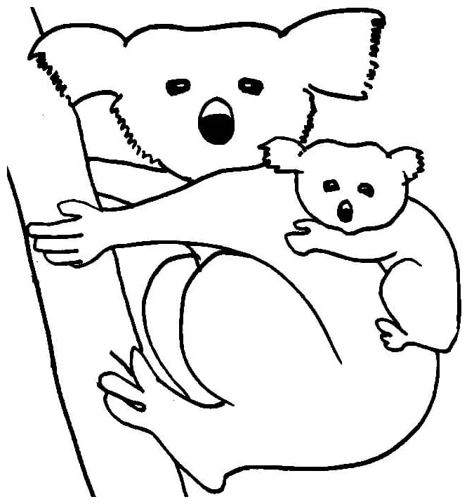 Menggambar induk koala dan bayi koala