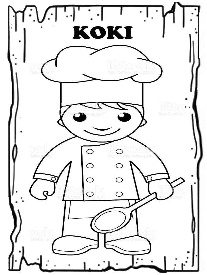 Detail mewarnai gambar koki koleksi nomer 5