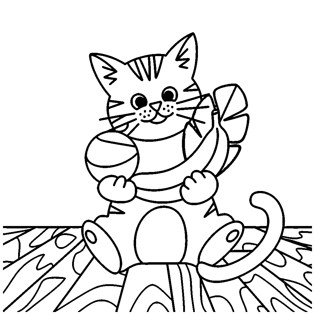 Kucing dengan pisang