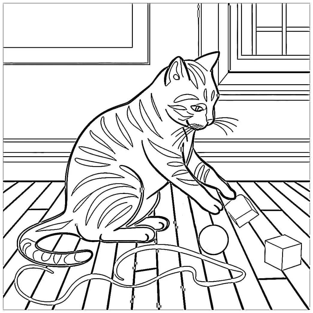 Kucing bermain dengan benda