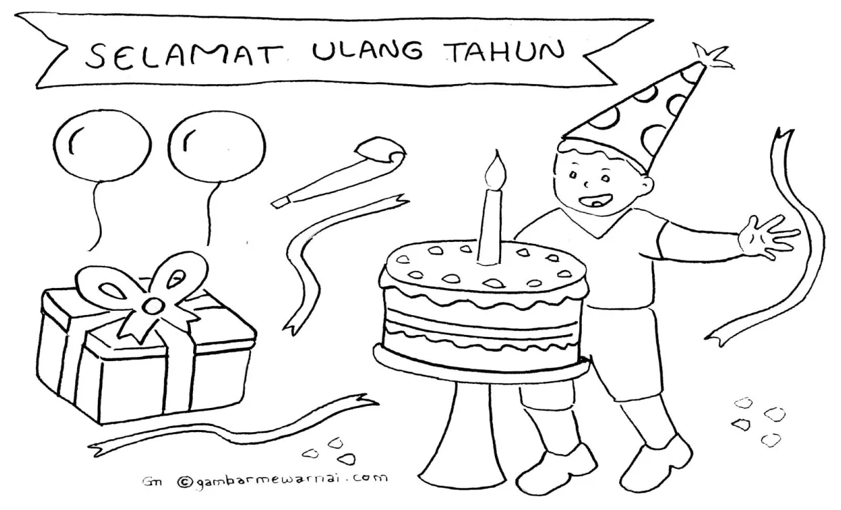 Koleksi 23+ mewarnai gambar kue ulang tahun untuk paud kataucap