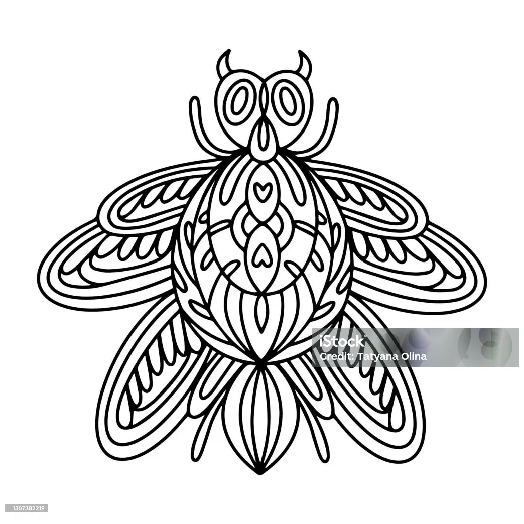 Buku serangga ilustrasi vektor linear kumbang barbel